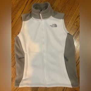 The North Face White/Gray Fleece Vest Sz S